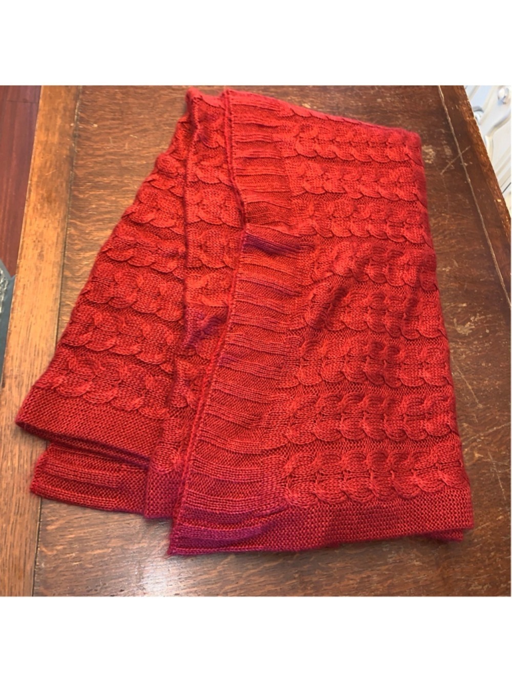 Burgundy Cable Knit Acrylic Blanket Throw One Size